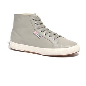 Superga Madewell gray leather high top sneakers